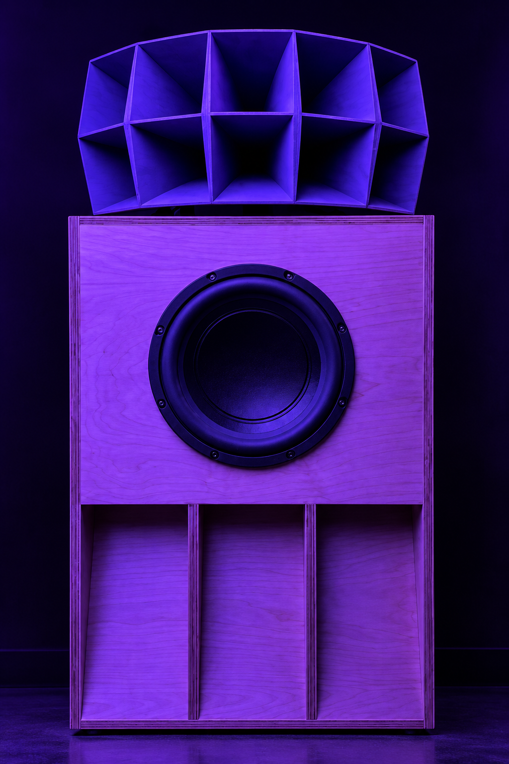 Custom horn speaker in violet light